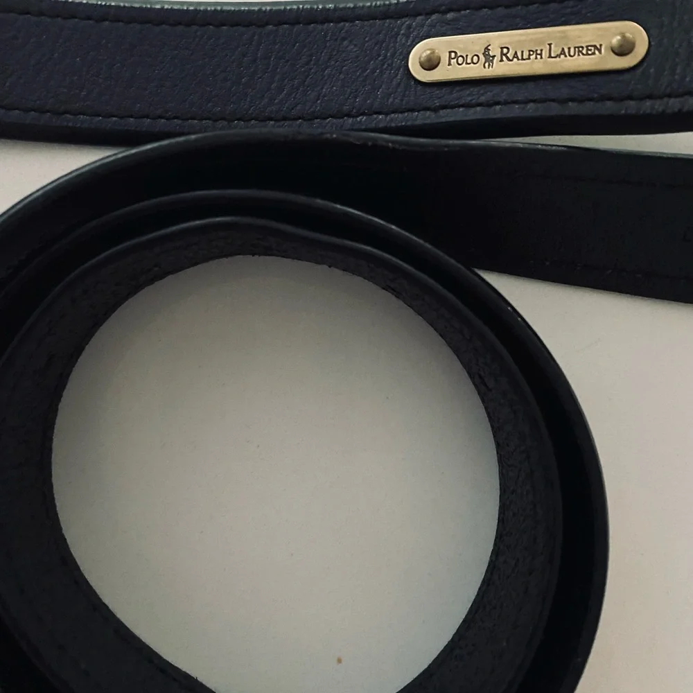 Polo Ralph Lauren Men's Black Leather Belt with Gold Buckle quite luxury